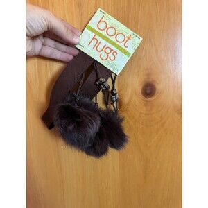 Boot Hugs by Bandals - Brown Poms - Adjustable Size